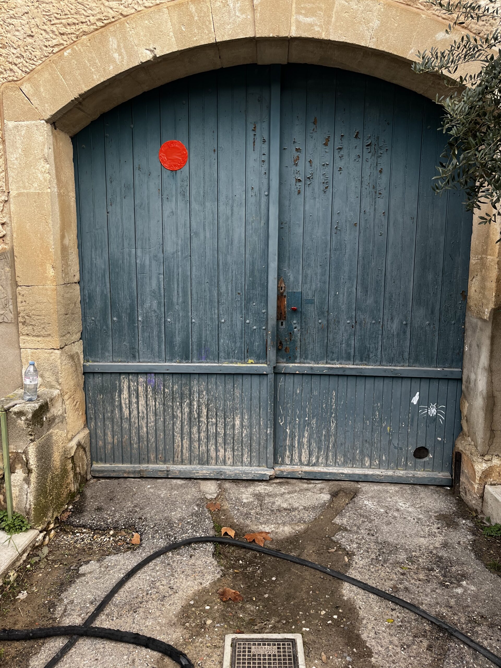 PORTE DE GARAGE EXTÉRIEUR AVANT TRAVAUX DE DÉCAPAGE